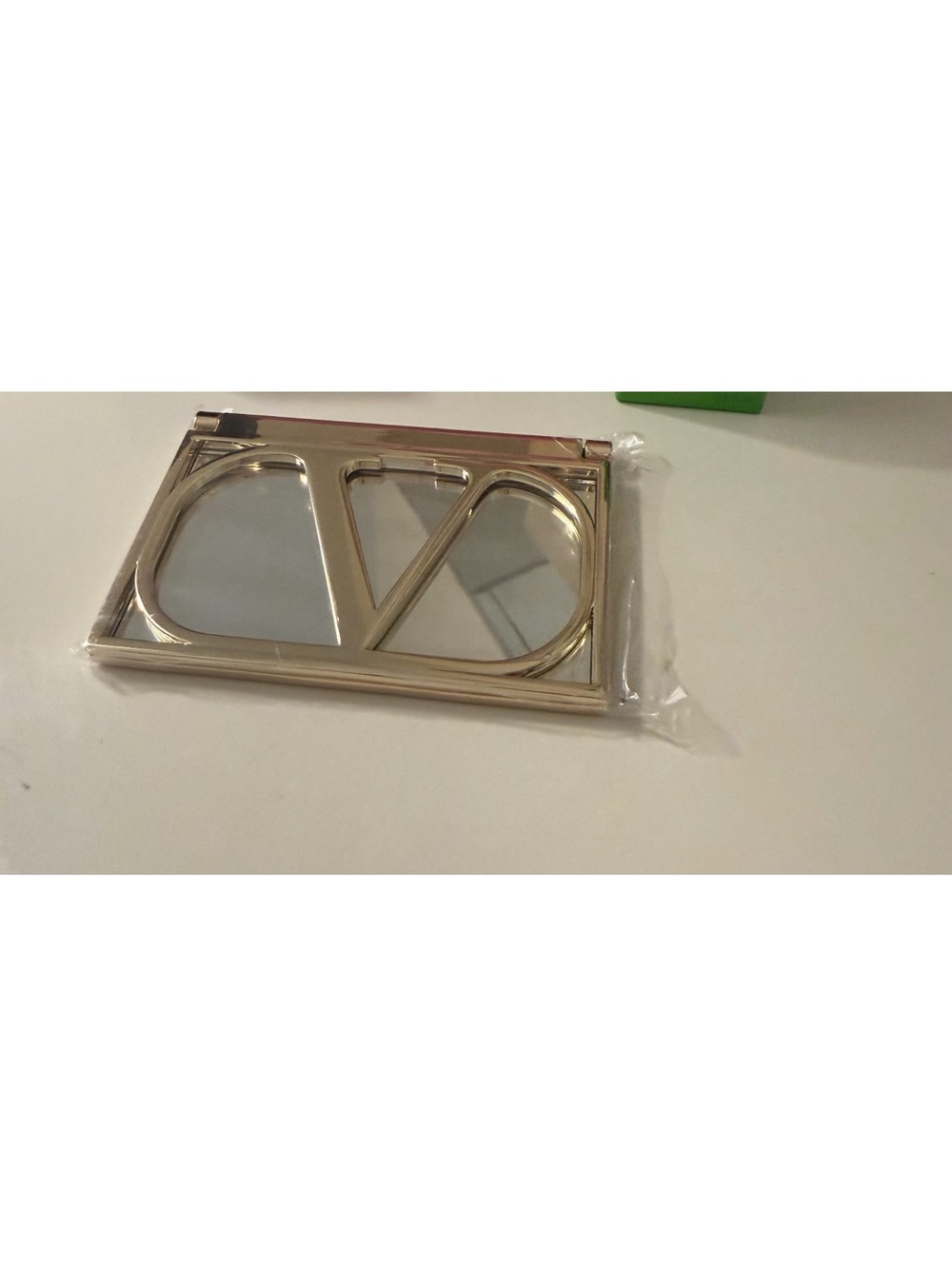 Valentino Gold V Logo Phone Ring Mirror